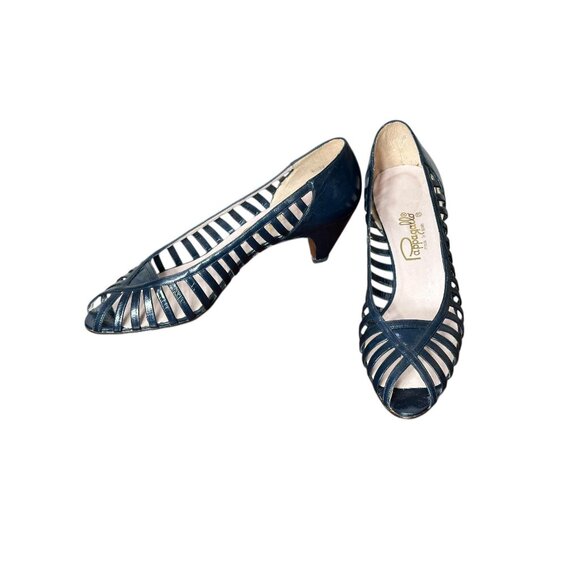 1980s Pappagallo peep toe shoes with cage sides Size 8.5 Narrow - Picture 1 of 6